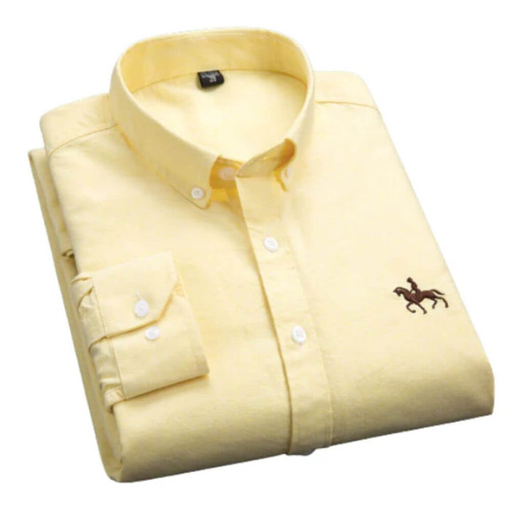 White Button-Down Shirt for Men – Smart Long Sleeve Classic Fit