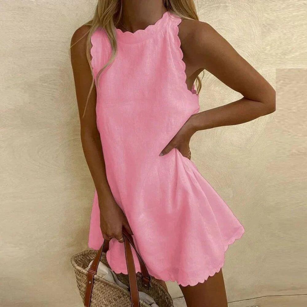 Women’s White Sleeveless Mini Dress – Casual Summer Fit