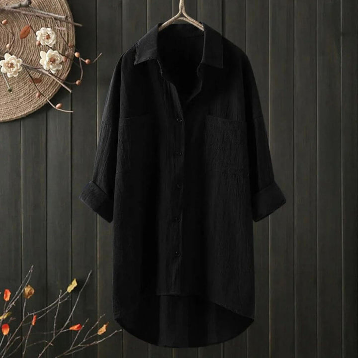 Oversized White Button-Down Shirt – Relaxed Fit Long Sleeve Women's Blouse