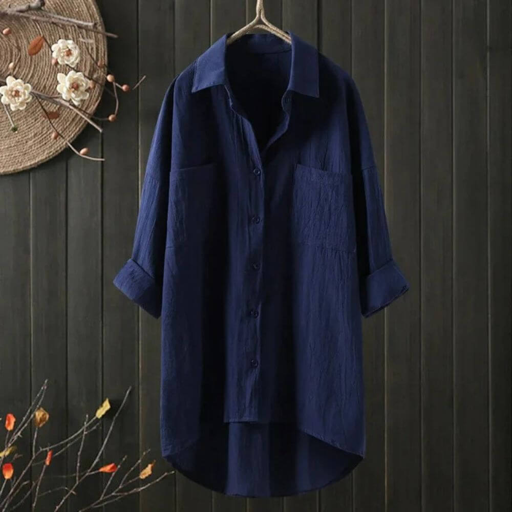 Oversized White Button-Down Shirt – Relaxed Fit Long Sleeve Women's Blouse