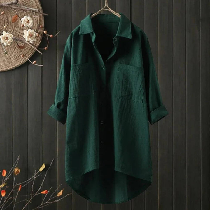 Oversized White Button-Down Shirt – Relaxed Fit Long Sleeve Women's Blouse