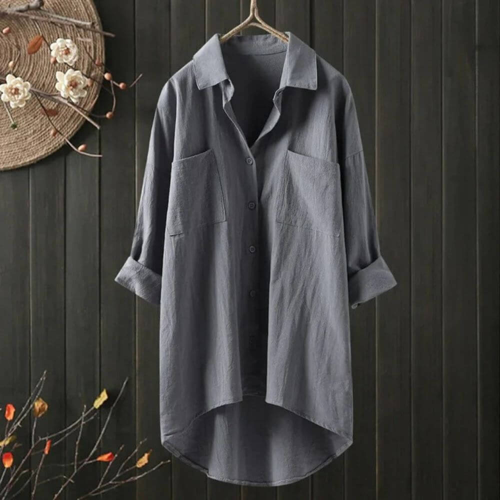 Oversized White Button-Down Shirt – Relaxed Fit Long Sleeve Women's Blouse