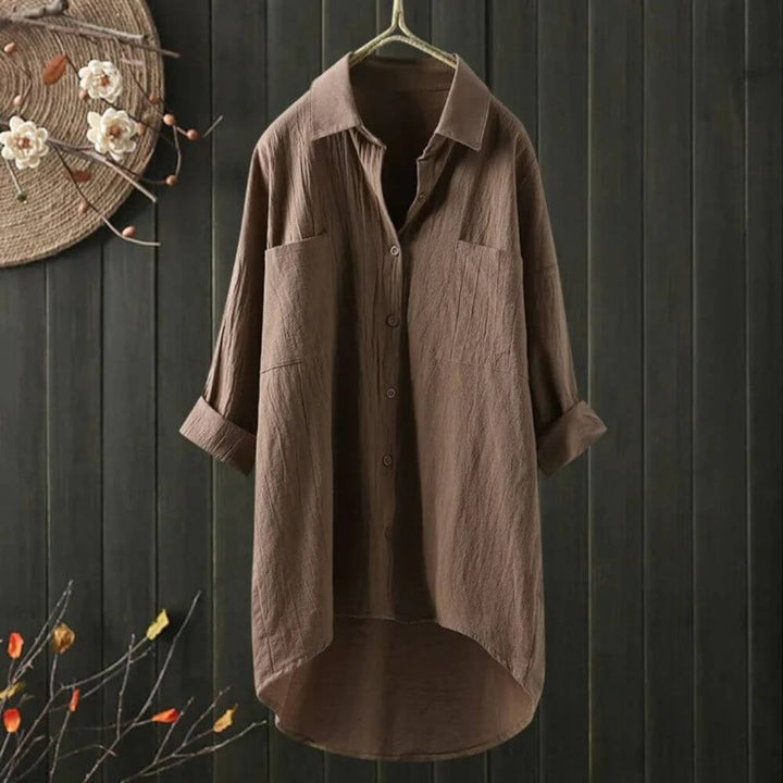 Oversized White Button-Down Shirt – Relaxed Fit Long Sleeve Women's Blouse