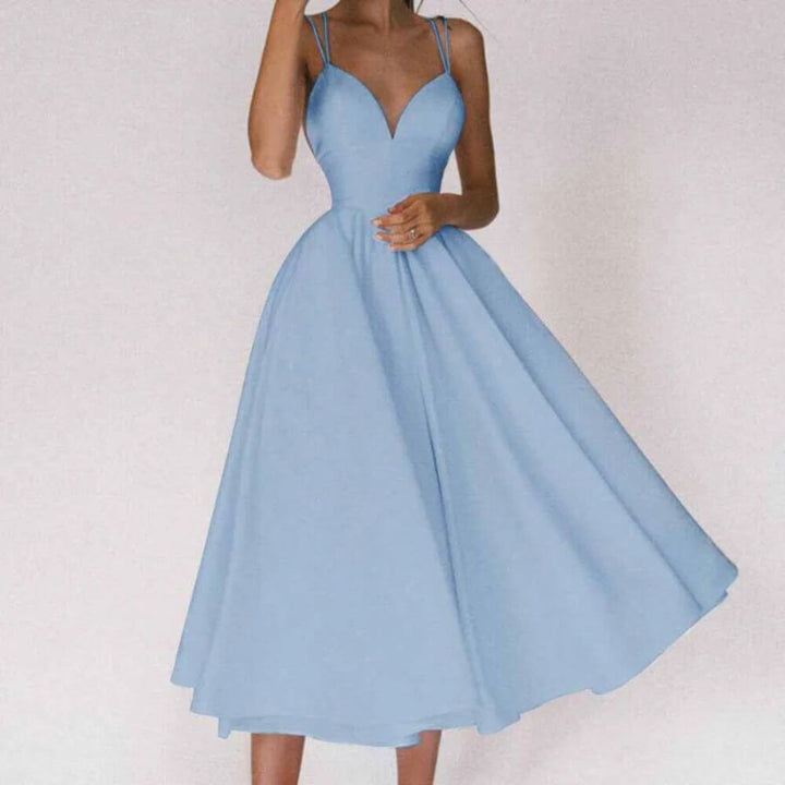 Elegant Fit and Flare Midi Dress – Sleeveless Summer Style for Women