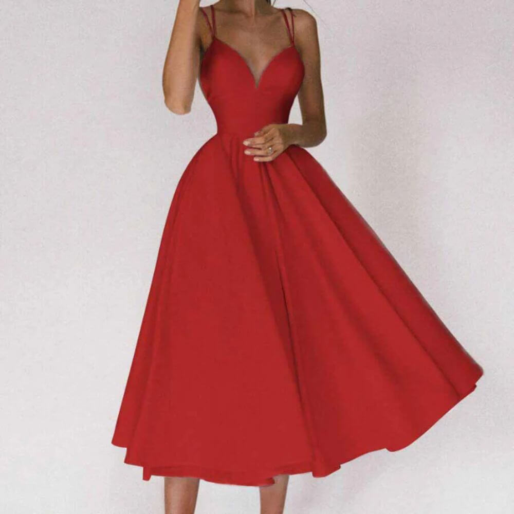 Elegant Fit and Flare Midi Dress – Sleeveless Summer Style for Women