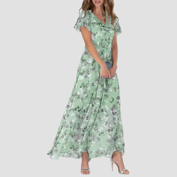 Floral chiffon maxi dress for weddings, holidays and garden parties