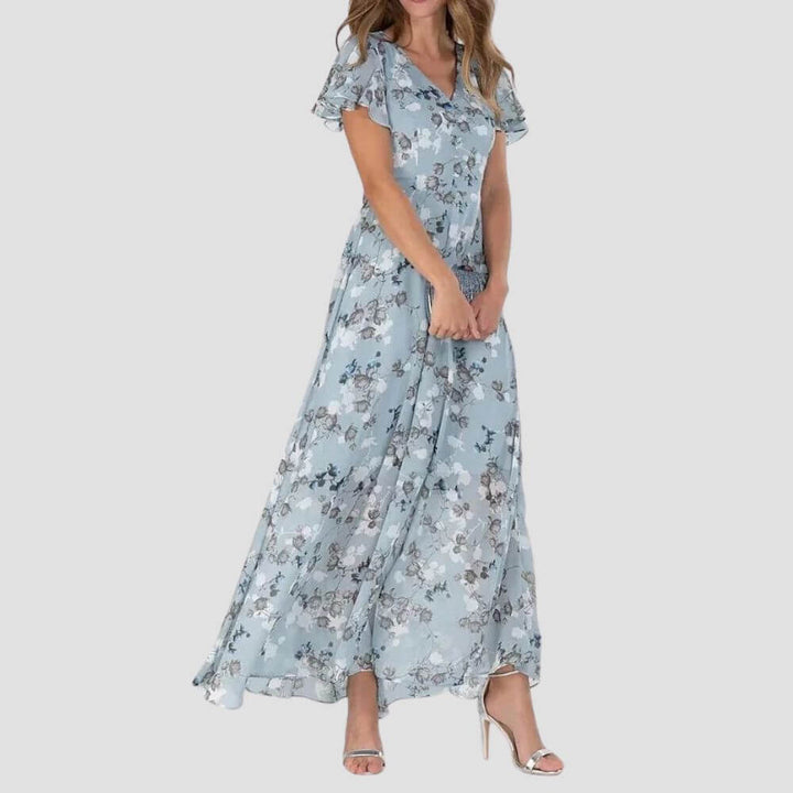 Floral chiffon maxi dress for weddings, holidays and garden parties