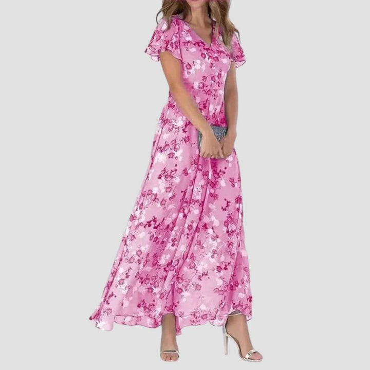 Floral chiffon maxi dress for weddings, holidays and garden parties