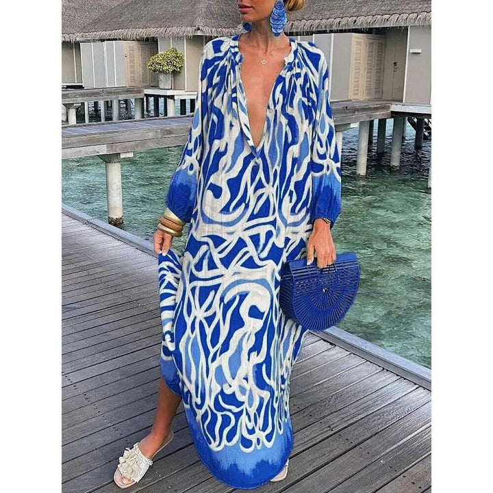 Boho Kaftan Maxi Dress – Loose Fit Holiday Beach Dress for Women
