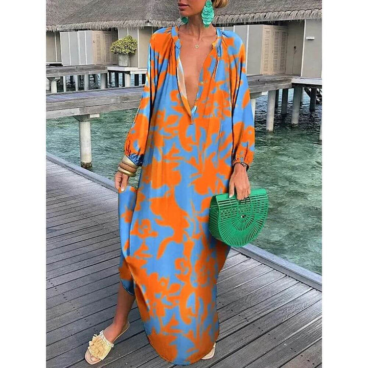 Boho Kaftan Maxi Dress – Loose Fit Holiday Beach Dress for Women