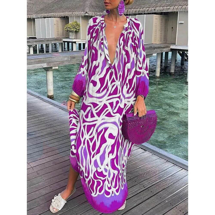 Boho Kaftan Maxi Dress – Loose Fit Holiday Beach Dress for Women