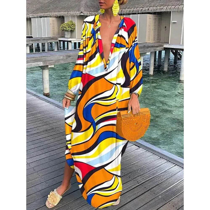 Boho Kaftan Maxi Dress – Loose Fit Holiday Beach Dress for Women