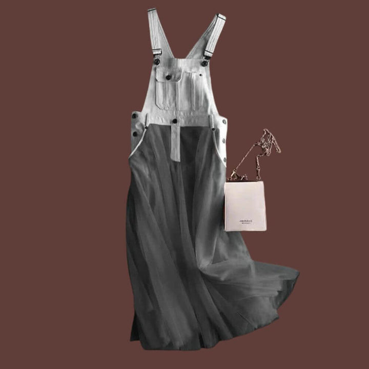 Tulle Mesh Suspender Dress – Casual Pinafore Style for Women