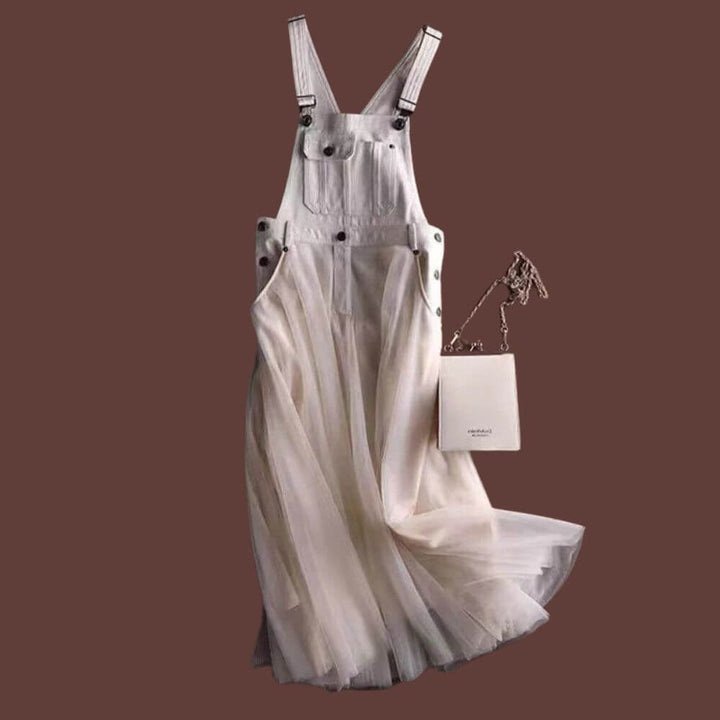 Tulle Mesh Suspender Dress – Casual Pinafore Style for Women