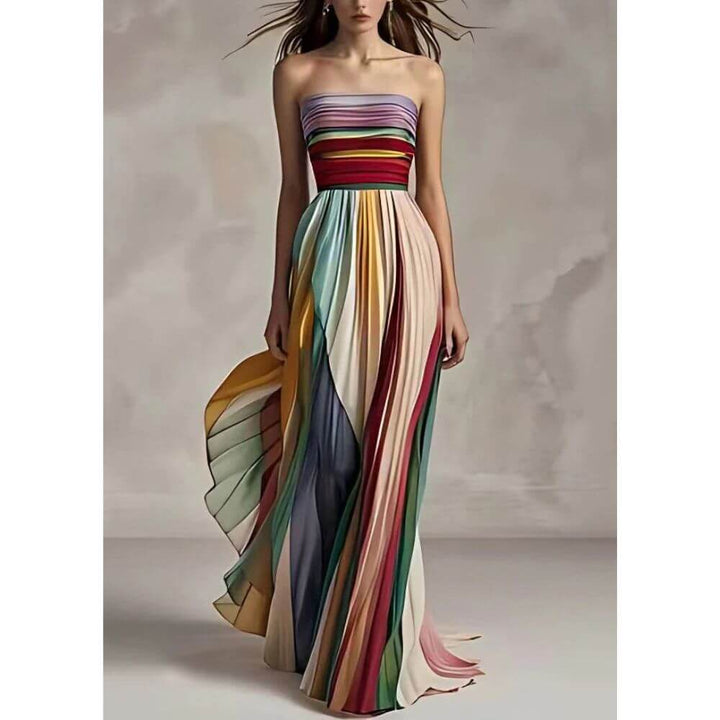 Strapless Pleated Maxi Dress – Elegant Long Evening Gown for Women