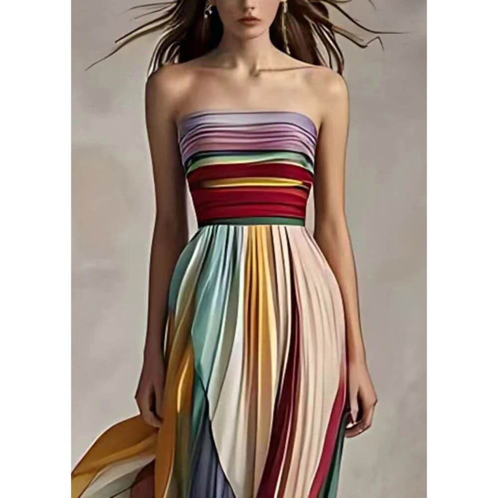 Strapless Pleated Maxi Dress – Elegant Long Evening Gown for Women