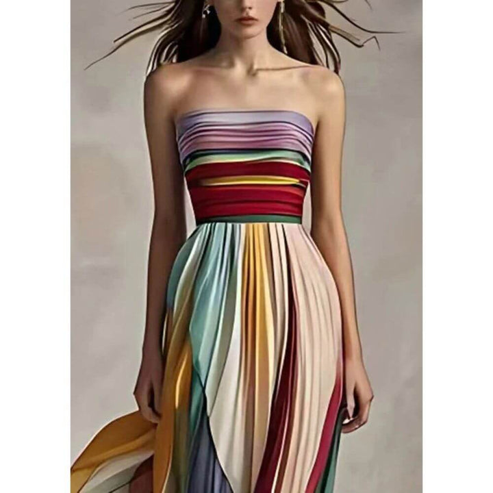 Strapless Pleated Maxi Dress – Elegant Long Evening Gown for Women