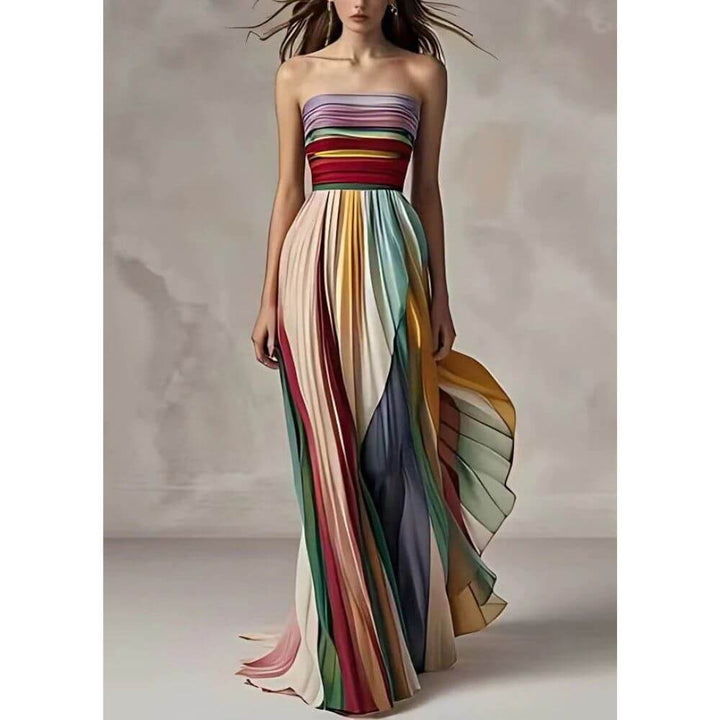 Strapless Pleated Maxi Dress – Elegant Long Evening Gown for Women