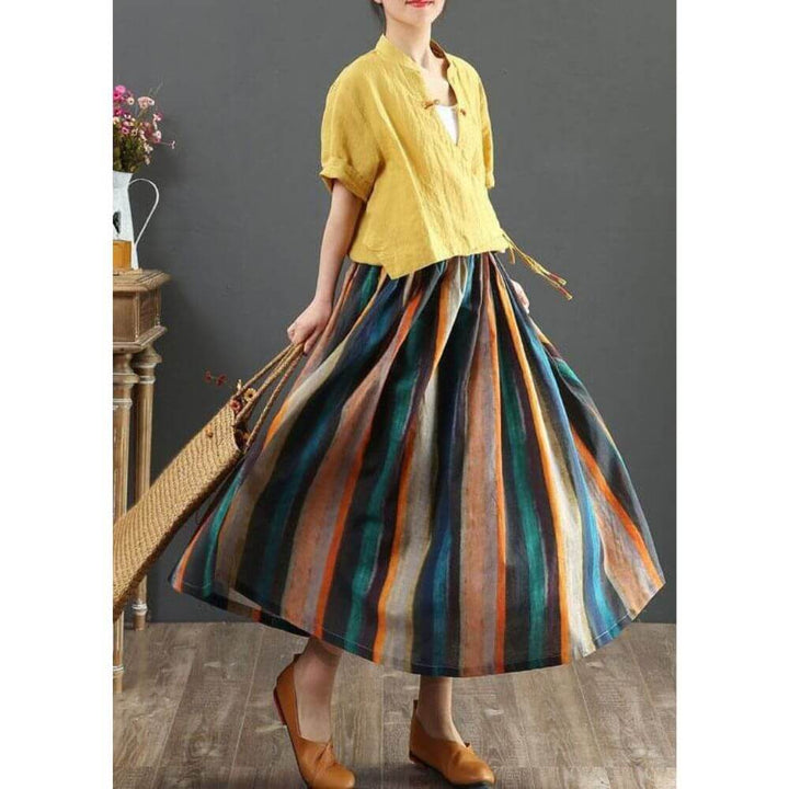 Boho Striped Maxi Skirt for Women – Casual Long Flowing Summer Style