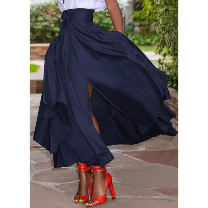High Waisted A-Line Midi Skirt for Women – Flowy Fit
