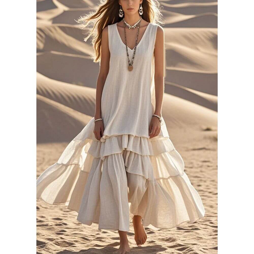 Boho Tiered Maxi Dress for Women – Sleeveless Summer Style