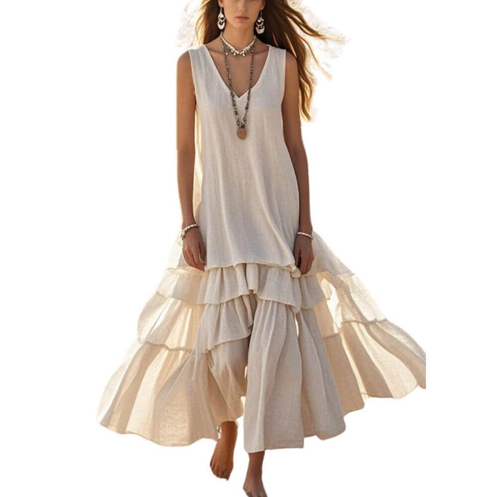 Boho Tiered Maxi Dress for Women – Sleeveless Summer Style