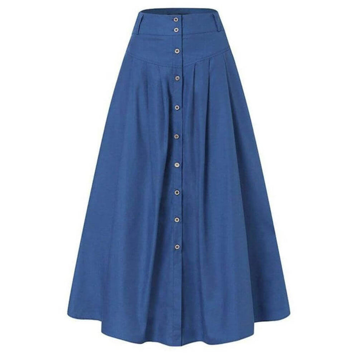 Button-Down A-Line Maxi Skirt for Women – Elegant Long Casual Skirt