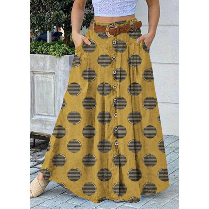 Button-Down A-Line Maxi Skirt for Women – Elegant Long Casual Skirt