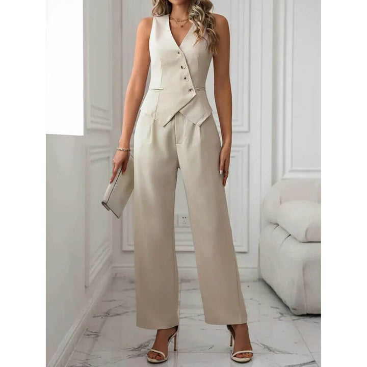 Elegant Sleeveless Blazer and Pants for Women – Tailored Look