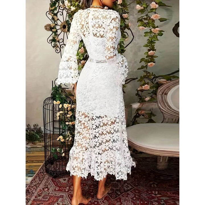 White Floral Midi Dress – Elegant Summer Style for Women