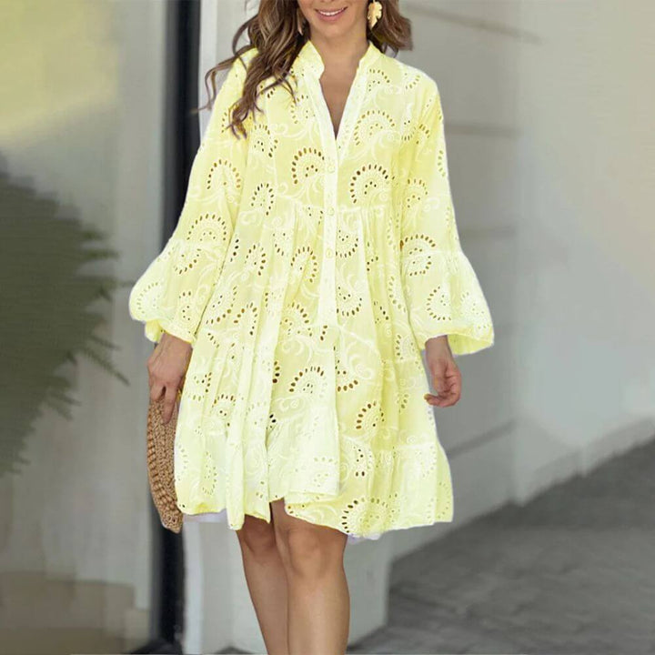White A-Line Casual Mini Dress – Embroidered Casual Summer Style
