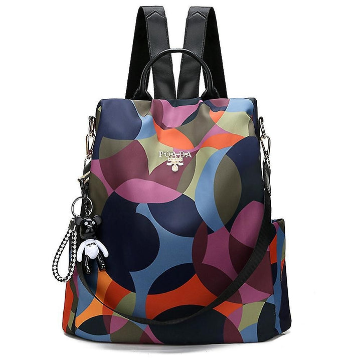 Multi-coloured anti-theft travel bag backpack