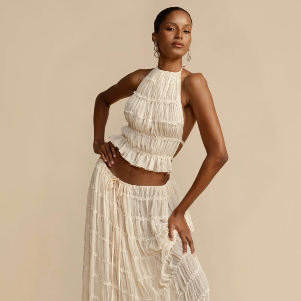 Beige backless summer dress