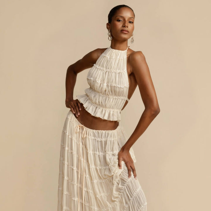 Beige backless summer dress