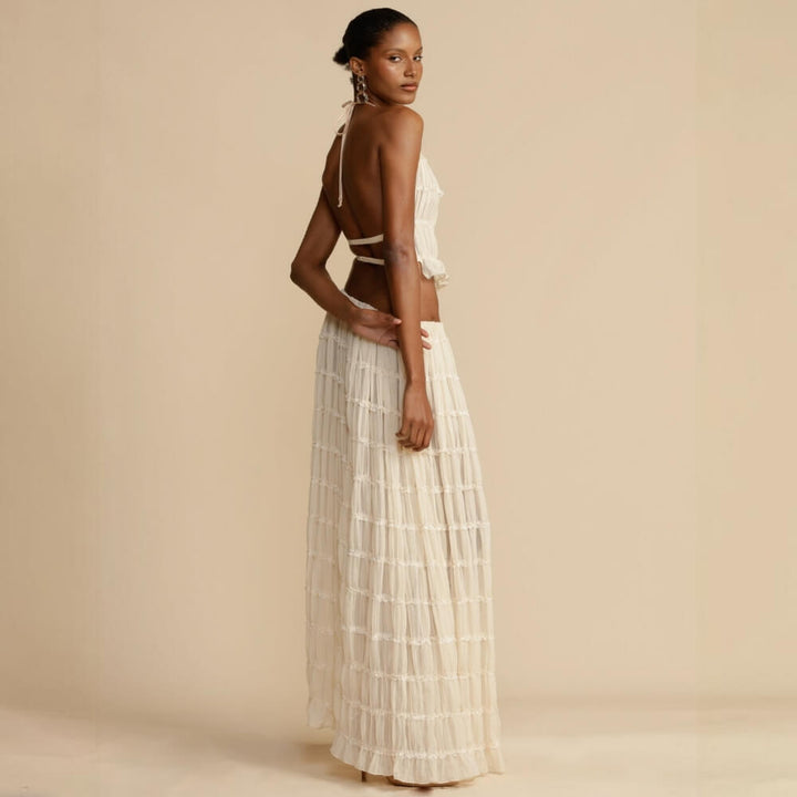 Beige backless summer dress