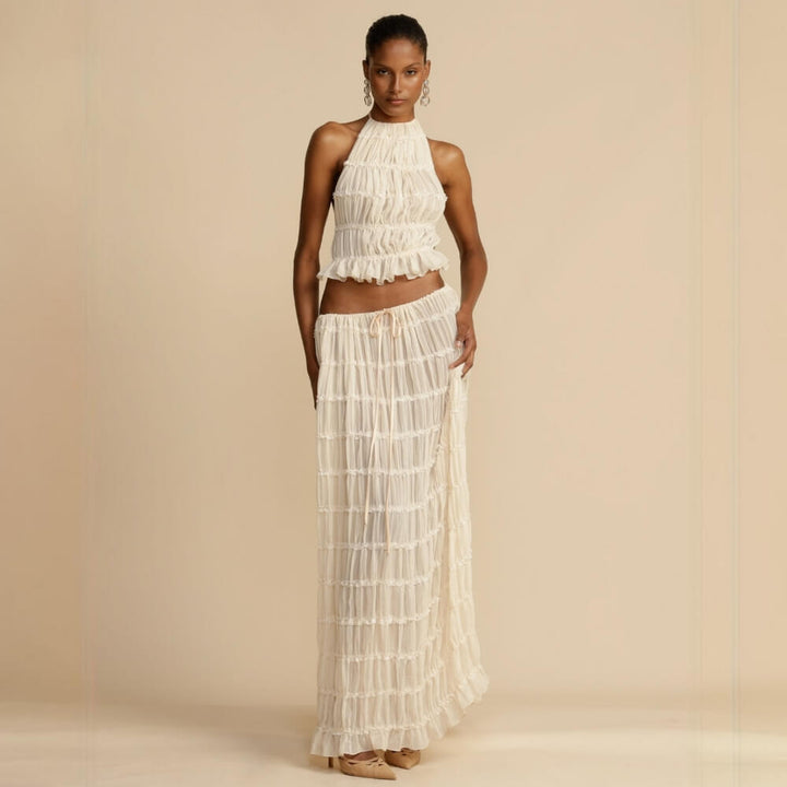 Beige backless summer dress