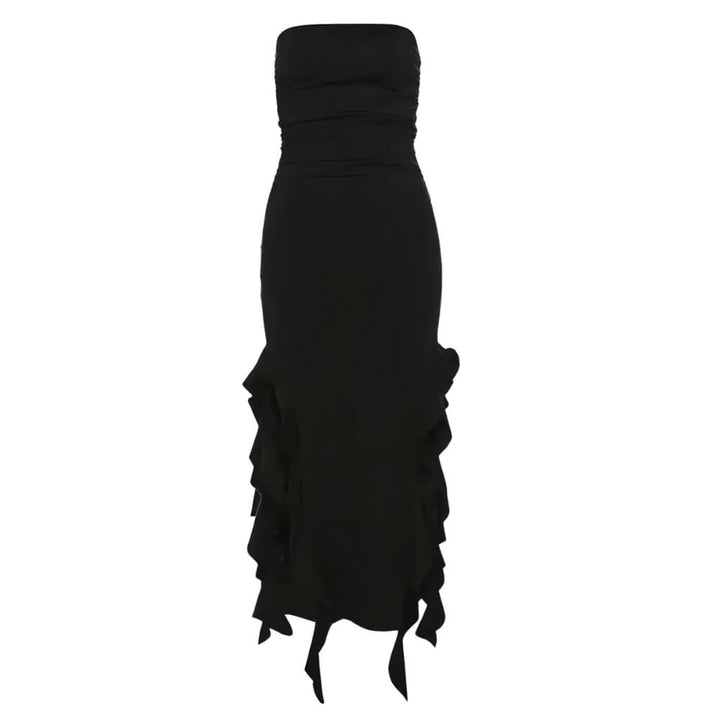 Black asymmetric long dress