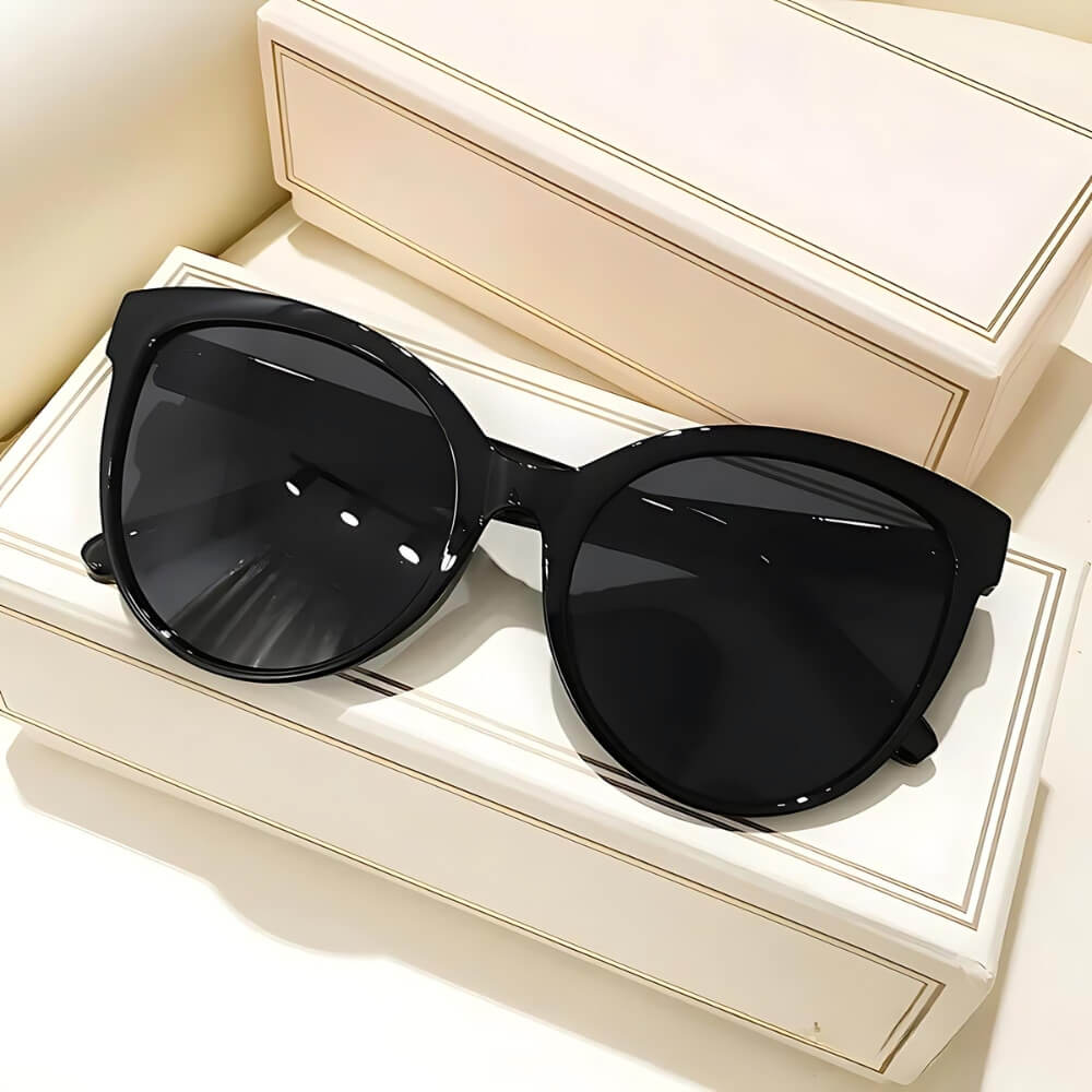 Schwarze Katzenaugen-Sonnenbrille