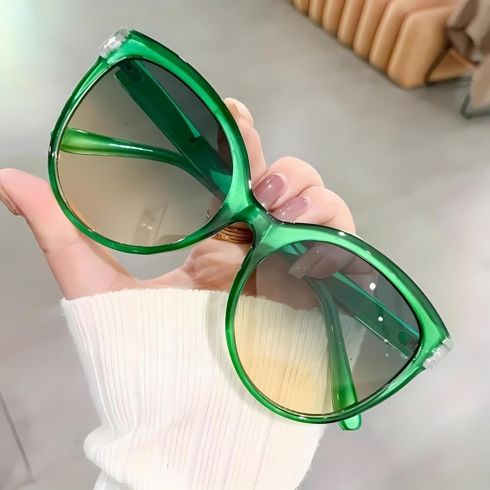 Grüne Katzenaugen-Sonnenbrille