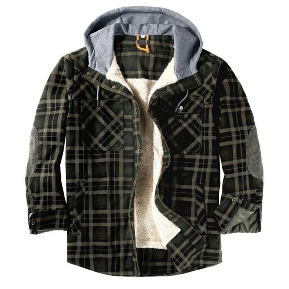 Men’s Checked Winter Shirt with Hood – Warm & Smart Casual Fit