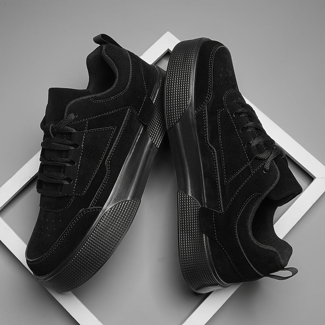 Black suede platform sneakers