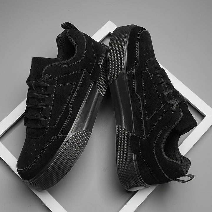 Black suede platform sneakers