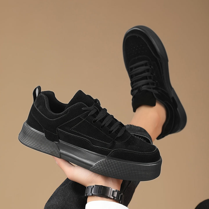 Black suede platform sneakers