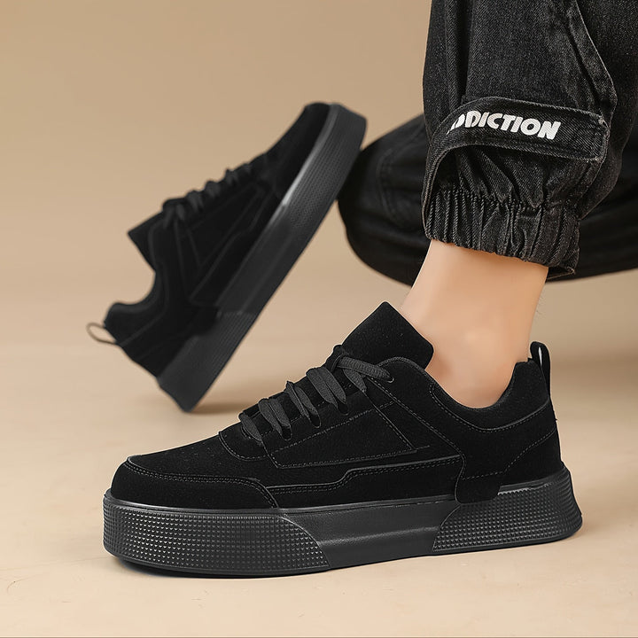 Black suede platform sneakers