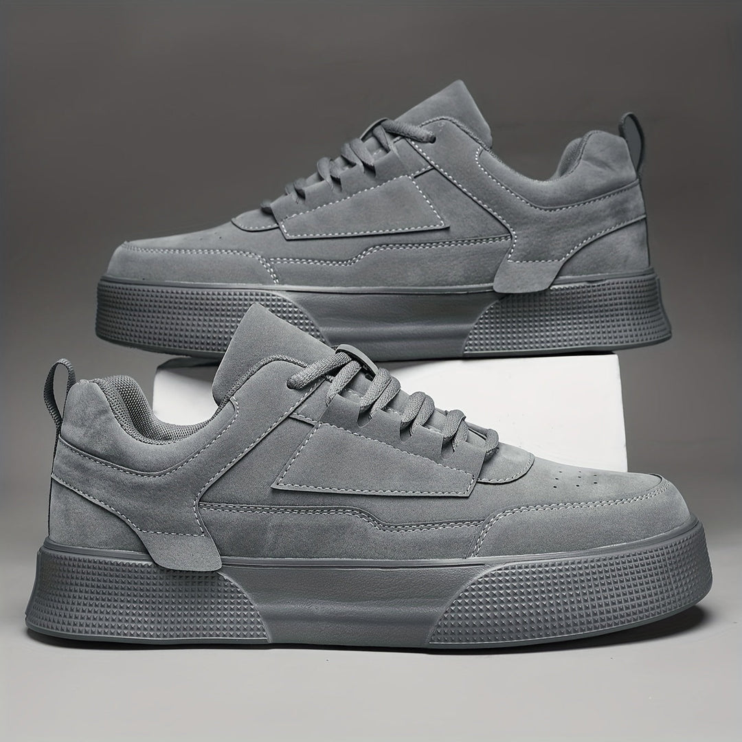 Grey suede platform sneakers