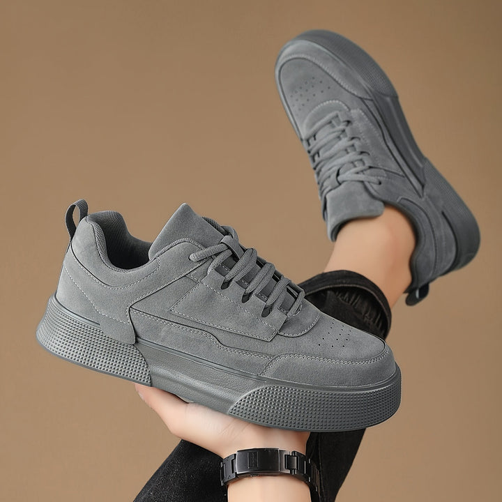 Grey suede platform sneakers