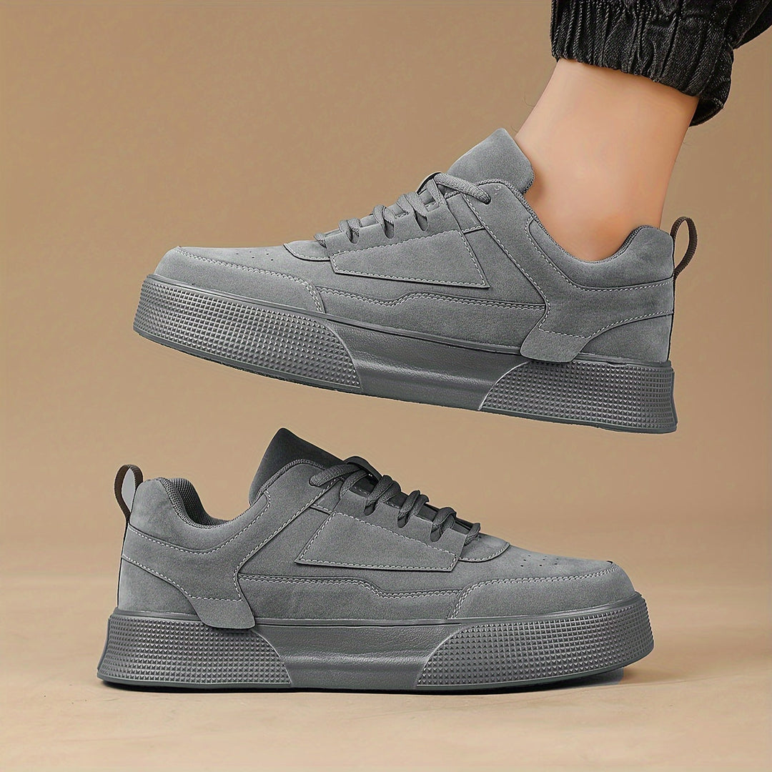 Grey suede platform sneakers