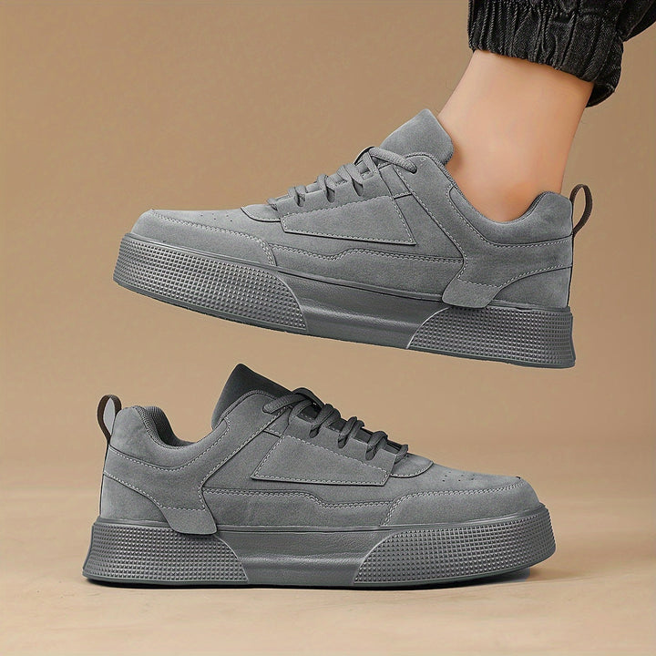 Grey suede platform sneakers