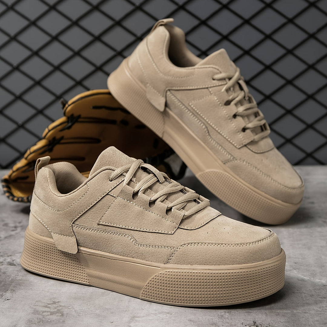 Khaki suede platform sneakers
