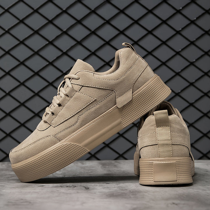 Khaki suede platform sneakers